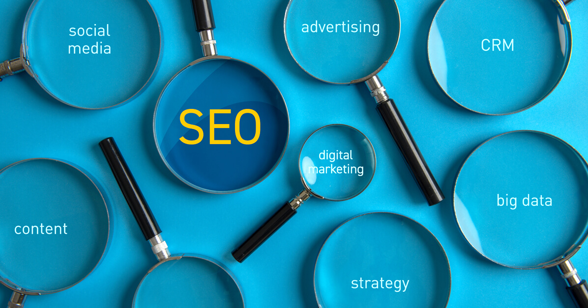 SEO under a magnifying glass represents importance of search engine optimization.